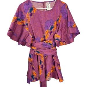 Marvel x Disney Purple Orange Graphic Kimono Wrap Top 1X Black Panther Wakanda